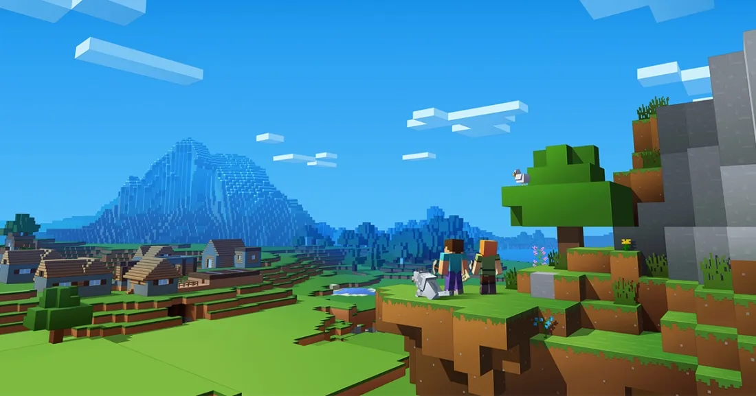 A scenic view in the game Minecraft